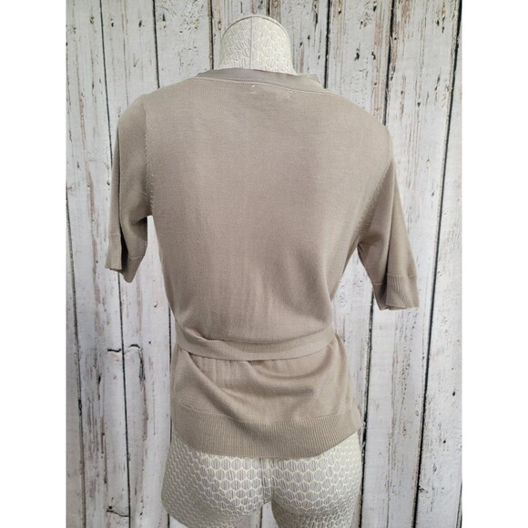 ALK Women's XS New York & Company Tan Layered Short Sleeve Cardigan Blouse Top - Picture 4 of 9